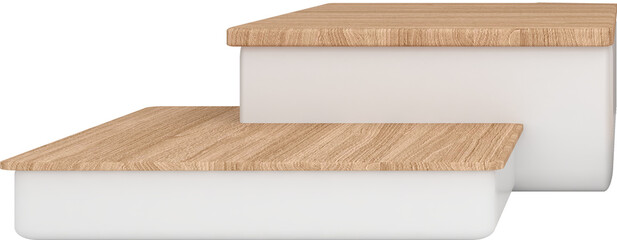 Model pedestal, display stand, white and wooden mockup