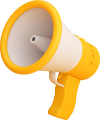 megaphone ,Yellow megaphone is used to broadcast and communicate messages, notifications. - obrazy, fototapety, plakaty