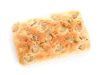 Traditional Italian focaccia isolated on white background