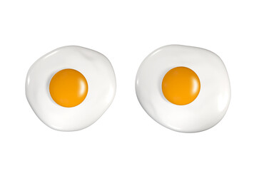 Fried egg on yellow background, PNG Transparent Background, 3d Rendering Image.	
