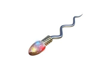 Digital technology human sperm swimming on white background, PNG Transparent Background, 3d Rendering Image.	
