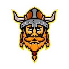 Naklejka premium Viking Warrior or Norse Raider Head Mascot
