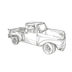 Vintage Pickup Truck Doodle Art