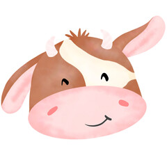 Cute cow watercolor illustration