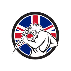 Zeus With Thunderbolt Union Jack Flag Icon