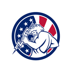 Zeus With Thunderbolt USA Flag Icon