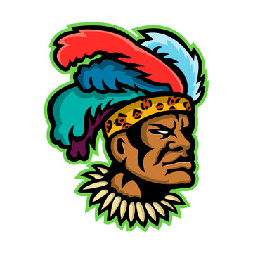 Zulu Warrior Head Mascot