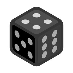 Black Dice icon vector illustration  3D style isolated on white background