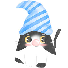 Gnome Cat watercolor