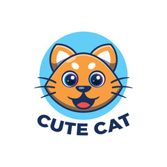 Cute cat mascot logo design