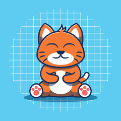 Fototapeta premium Cute cat sitting pose vector illustration. Flat cartoon style.