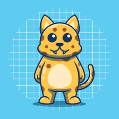 Cute leopard standing vector illustration. Flat cartoon style.