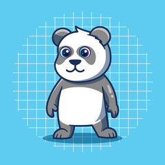 Cute panda character from side view vector illustration. Flat cartoon style.