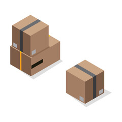 cardboard boxes on white background