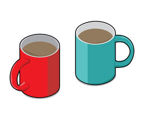 two cups of coffee isolated png graphic for decrate