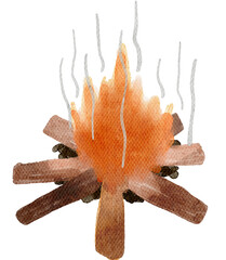 Camping  equipment watercolorwith transparent background