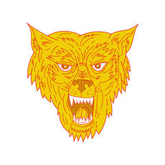 Angry Wolf Head Mono Line