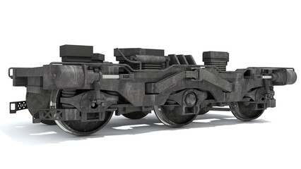 Fototapeta na wymiar Train Trucks Locomotive Wheels 3D rendering on white background