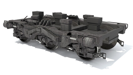Train Trucks Locomotive Wheels 3D rendering on white background