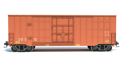 Railroad Box Car 3D rendering on white background