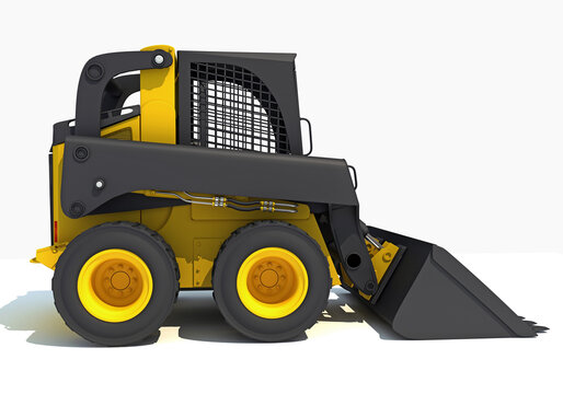 Skid Steer Loader 3D rendering on white background