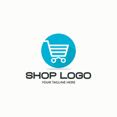 Online Store Logo Design Template. Vector illustration of shopping cart and shop bag combination logo design concept. Perfect for E-commerce, sales, discount or web store elements. Company emblem