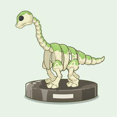 Cartoon brachiosaurus dinosaur fossil. Prehistoric herbivore - brachiosaurus. Ancient herbivore, brachiosaurus fossil design element