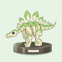 Cartoon stegosaurus dinosaur fossil. Prehistoric herbivore - stegosaurus. Ancient herbivore, stegosaurus fossil design element © Grand Reignhart