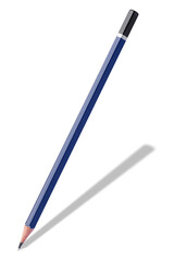 Blue pencil isolated on transparent background. Stationery