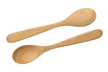 brown wooden spoon Isolated on transparent background. Wooden spoon in front of the back