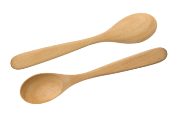 brown wooden spoon Isolated on transparent background. Wooden spoon in front of the back
