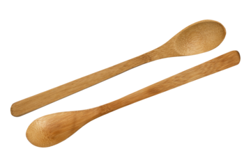 brown wooden spoon Isolated on transparent background. Wooden spoon in front of the back