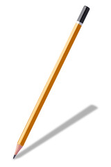 Yellow pencil isolated on transparent background. Stationery
