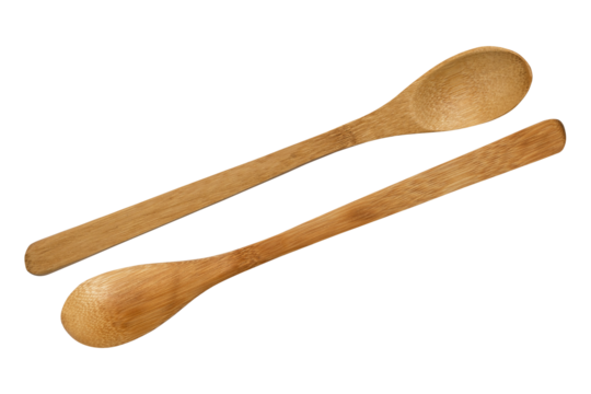 brown wooden spoon Isolated on transparent background. Wooden spoon in front of the back
