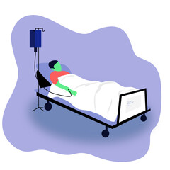 character patient in hospital bed vector for poster, flyer, video animations