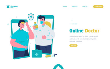 Online doctor consultation or telemedicine illustration concept