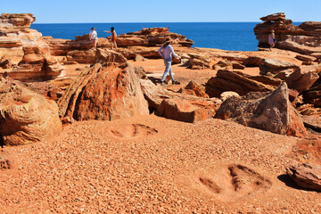 Group of tourists visiting at Gantheaume Point Broome Western Australi