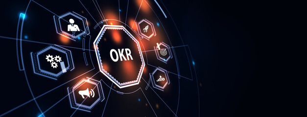 OKR Objectives key results. Business, Technology, Internet and network concept. 3d illustration