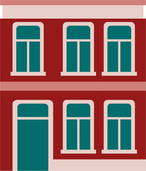Colorful classic row houses collection front elevation view.