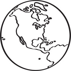 Freehand world map sketch on globe.