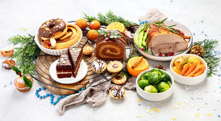 Traditional Christmas dinner.