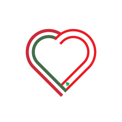 unity concept. heart ribbon icon of hungary and lebanon flags. vector illustration isolated on white background