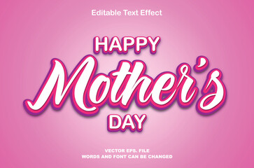 happy mother's day  text effect, mother's day 3d editable vector text effect, mother's day text effect