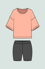 Set of casual collection. fashion  flat sketch template