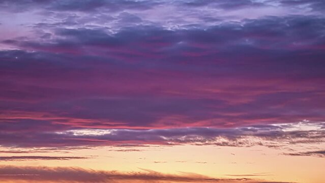 Panorama Of Colorful Clouds Moving In The Sky At Sunset. - timelapse