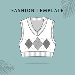 Vest Fashion Flat Template. Vest illustration.