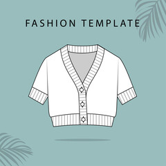 CARDIGAN FASHION FLATS TEMPLATE. CARDIGAN ILLUSTRATION.