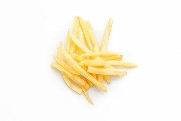 French fries on white background