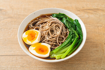 ramen noodles with egg - vegan or vegetarian food style