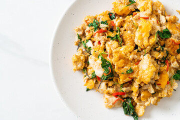 stir-fried egg with Thai basil and chilli